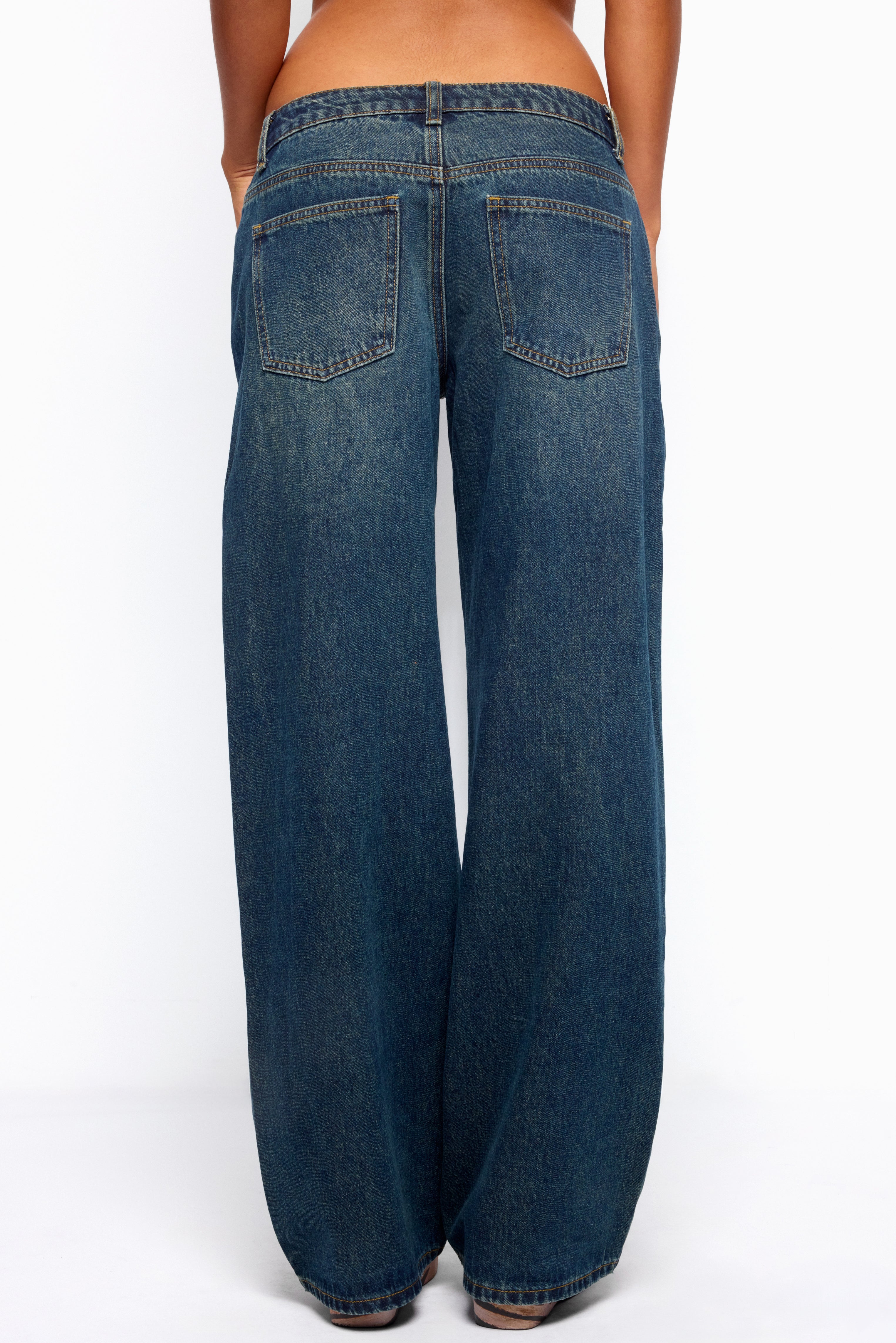 Raelynn Washed Low Rise Baggy Jeans - TWILIGHT-BLUE