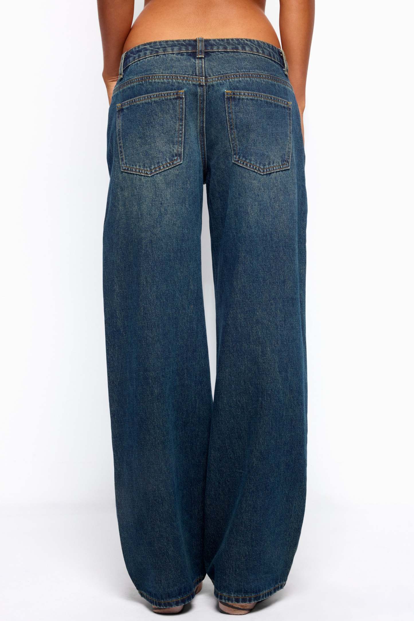 Raelynn Washed Low Rise Baggy Jeans - TWILIGHT-BLUE