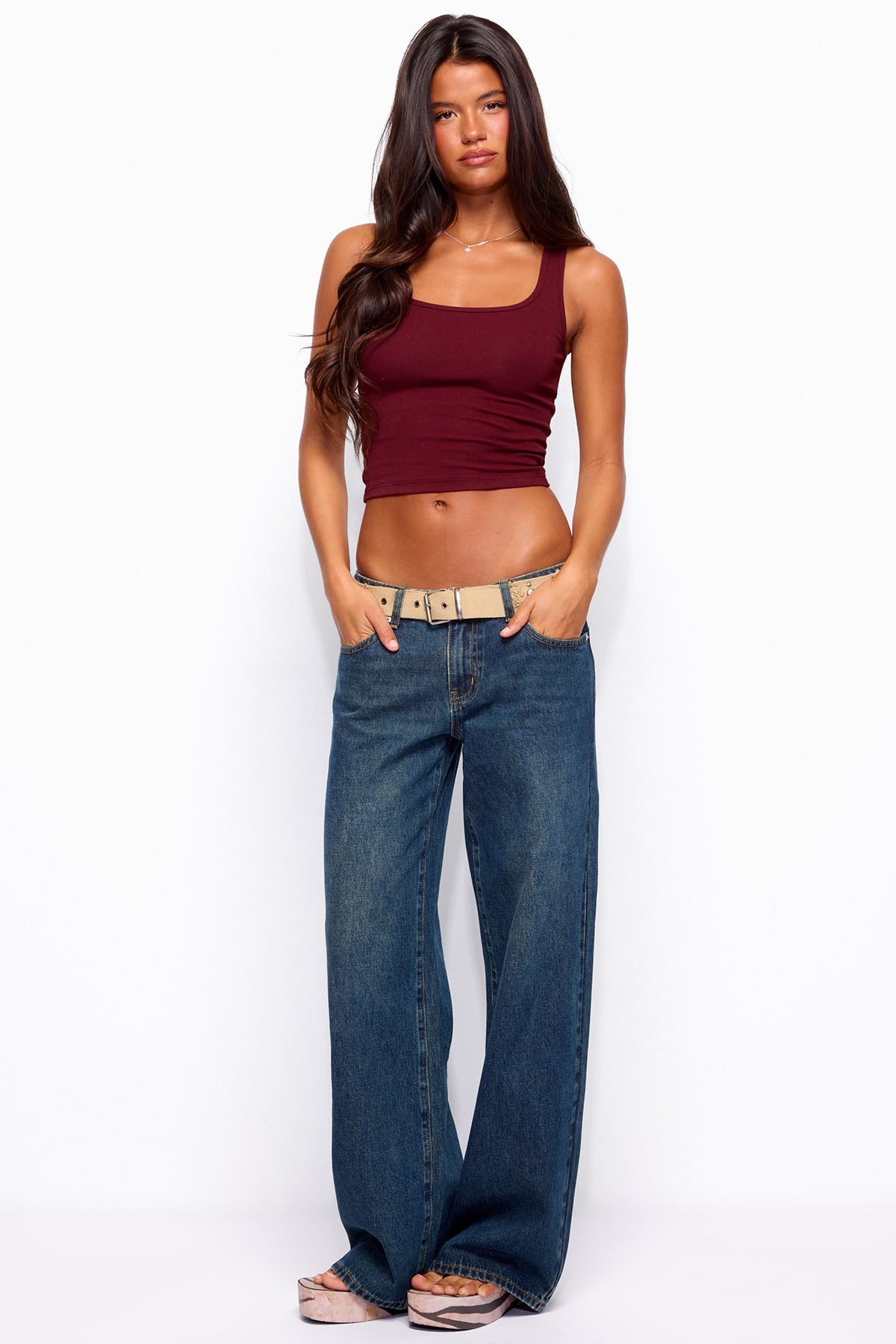 Raelynn Washed Low Rise Baggy Jeans - TWILIGHT-BLUE