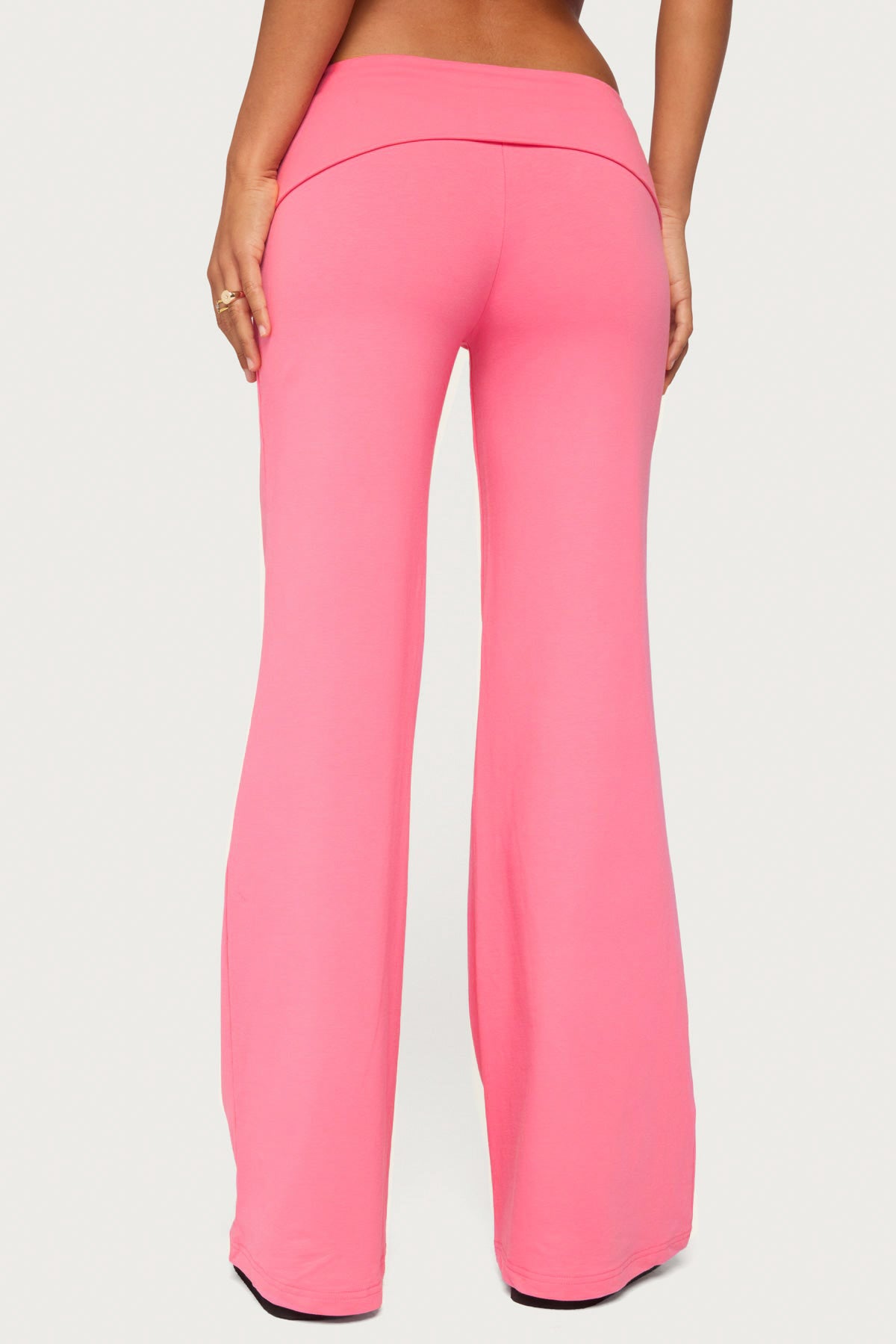 Wide Leg Foldover Pants - PINK