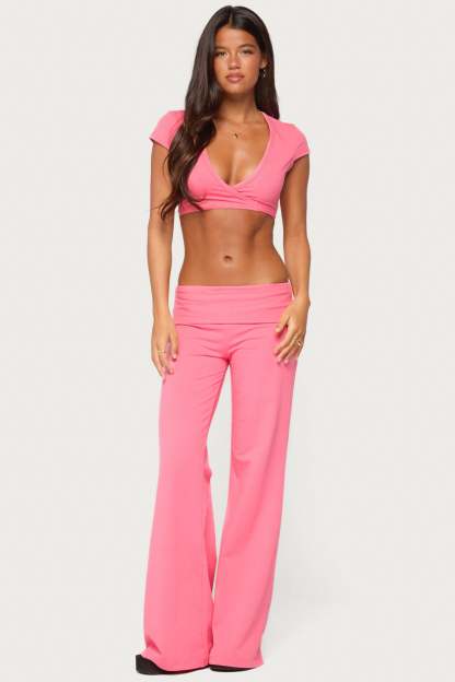 Laverne Wrap Crop Top - PINK