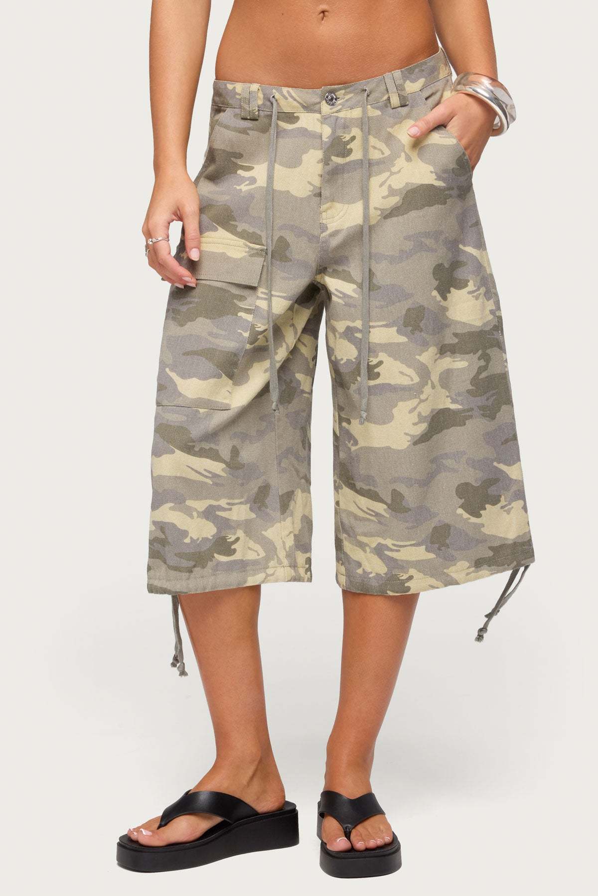 Camo Cargo Bermuda Shorts - GRAY