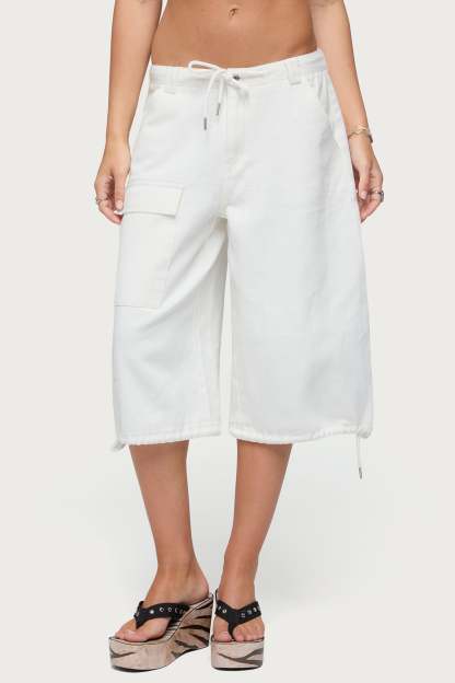 Camo Cargo Bermuda Shorts - WHITE