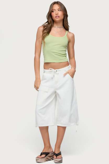 Camo Cargo Bermuda Shorts - WHITE