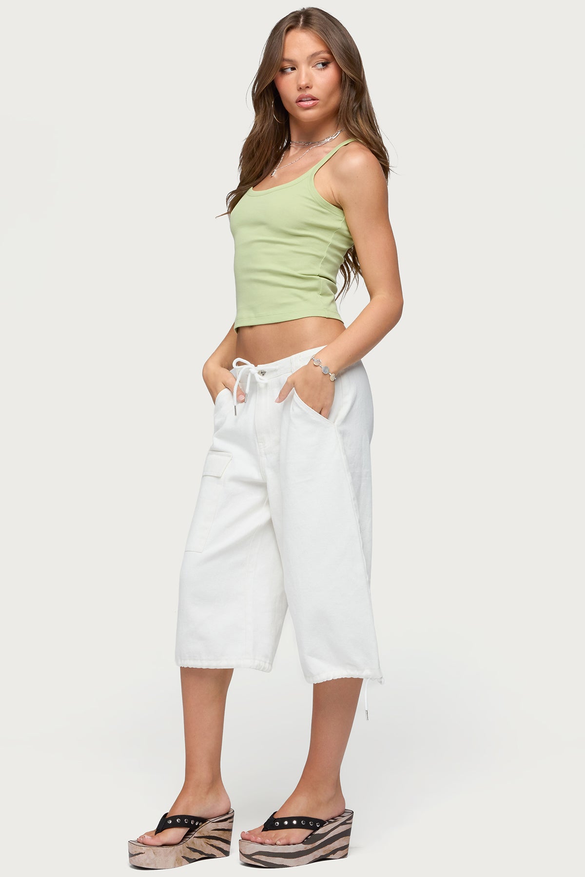 Camo Cargo Bermuda Shorts - WHITE