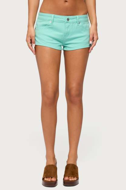 Jagger Low Rise Denim Shorts - TURQUOISE