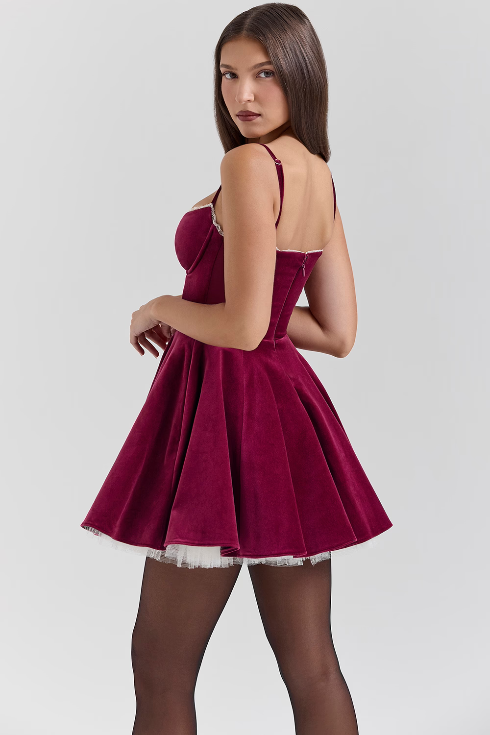 Women's Cocktail Sweetheart Velvet Mini Skater Dress - product image 3