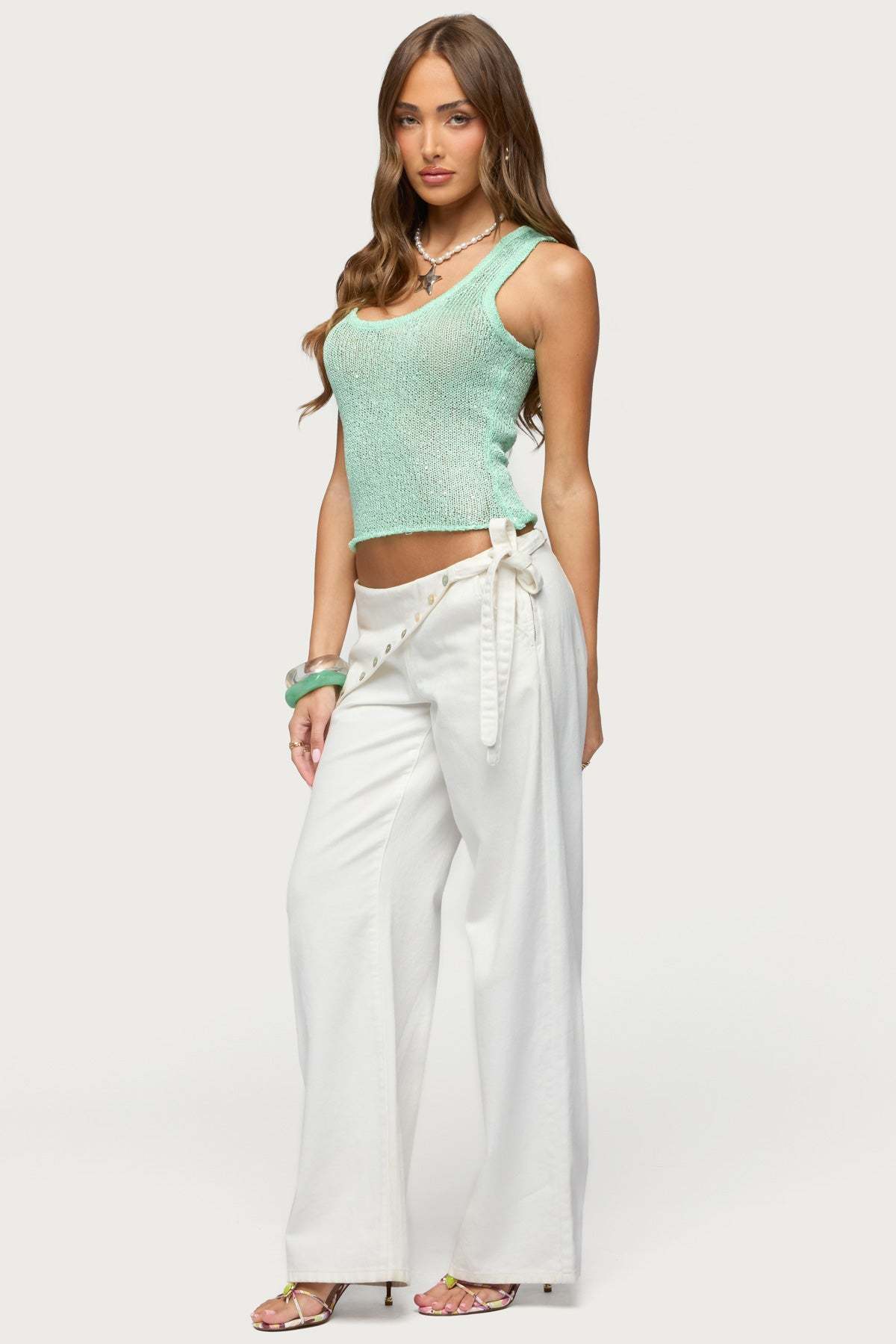 Eleora Sequin Knit Tank Top - MINT