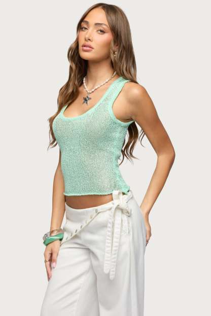 Eleora Sequin Knit Tank Top - MINT