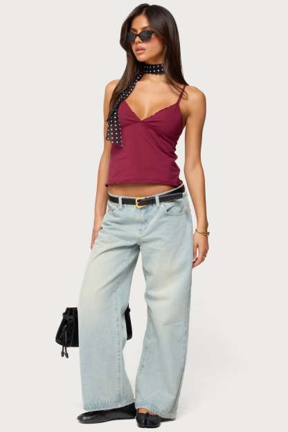Glendon Babydoll Top - BURGUNDY