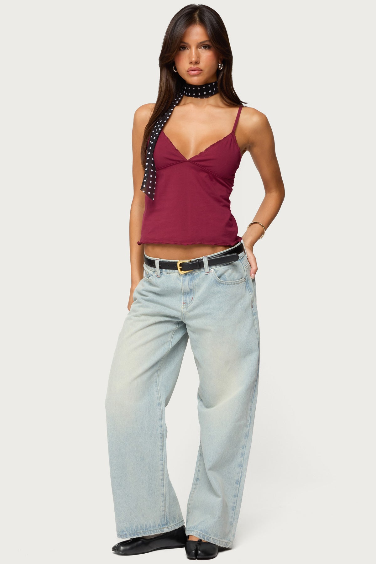 Glendon Babydoll Top - BURGUNDY