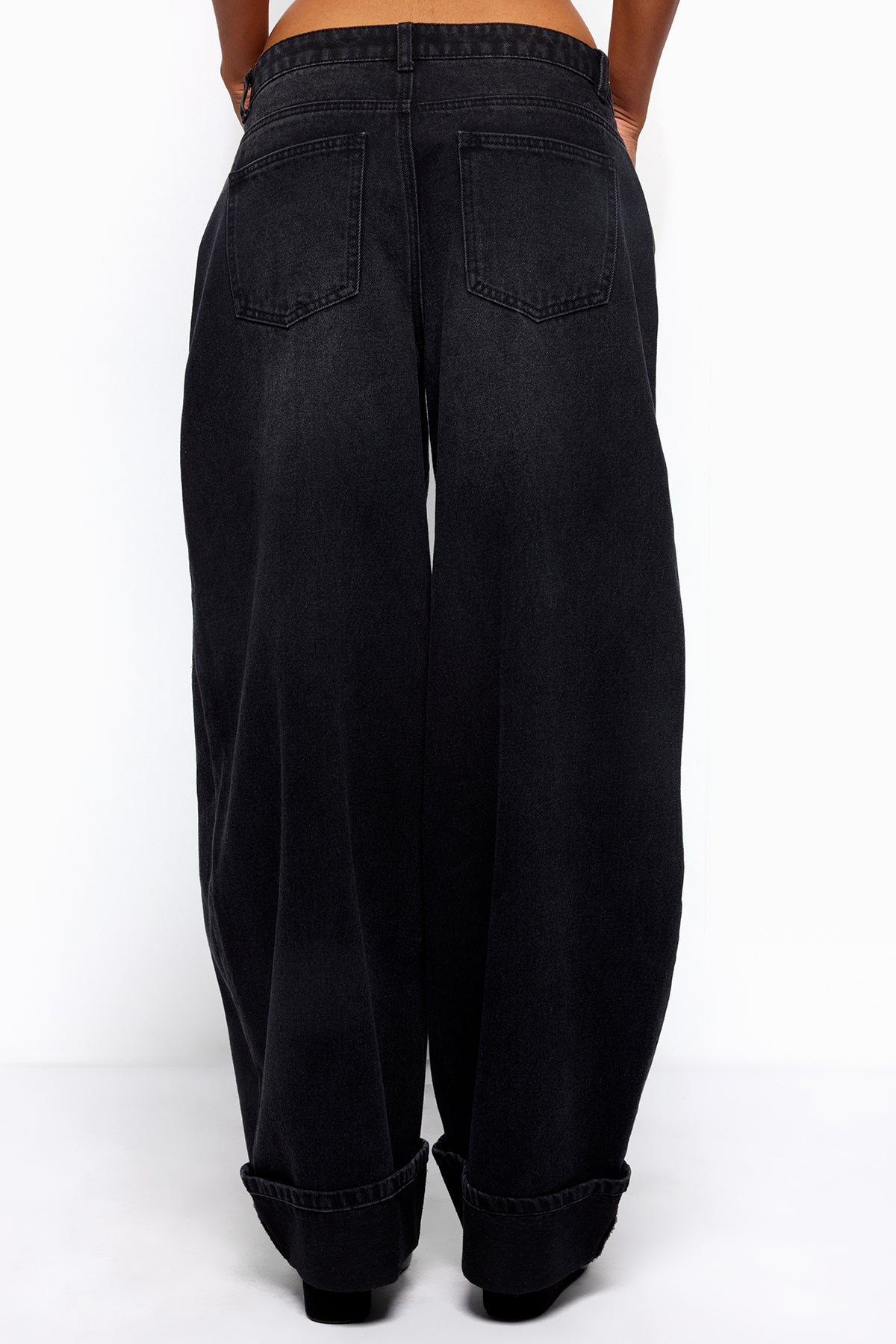 Kella Low Rise Baggy Jeans - DENIM-BLACK
