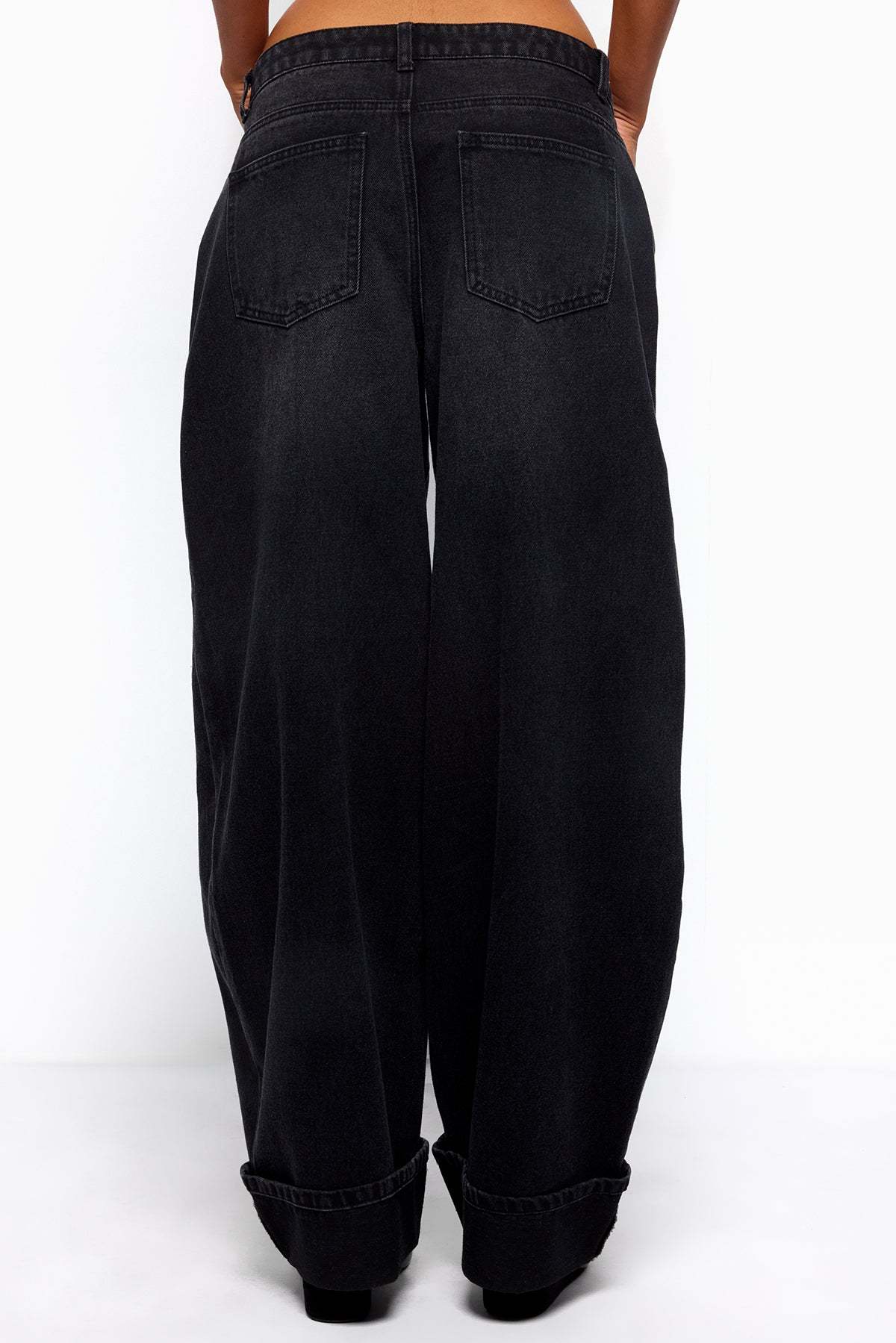 Kella Low Rise Baggy Jeans - DENIM-BLACK