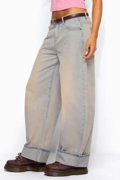 Kella Low Rise Baggy Jeans - LIGHT-BLUE