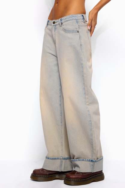 Kella Low Rise Baggy Jeans - LIGHT-BLUE