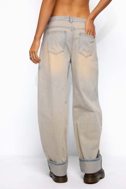 Kella Low Rise Baggy Jeans - LIGHT-BLUE