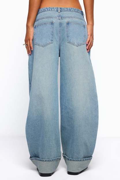 Kella Low Rise Baggy Jeans - TINTED-DENIM