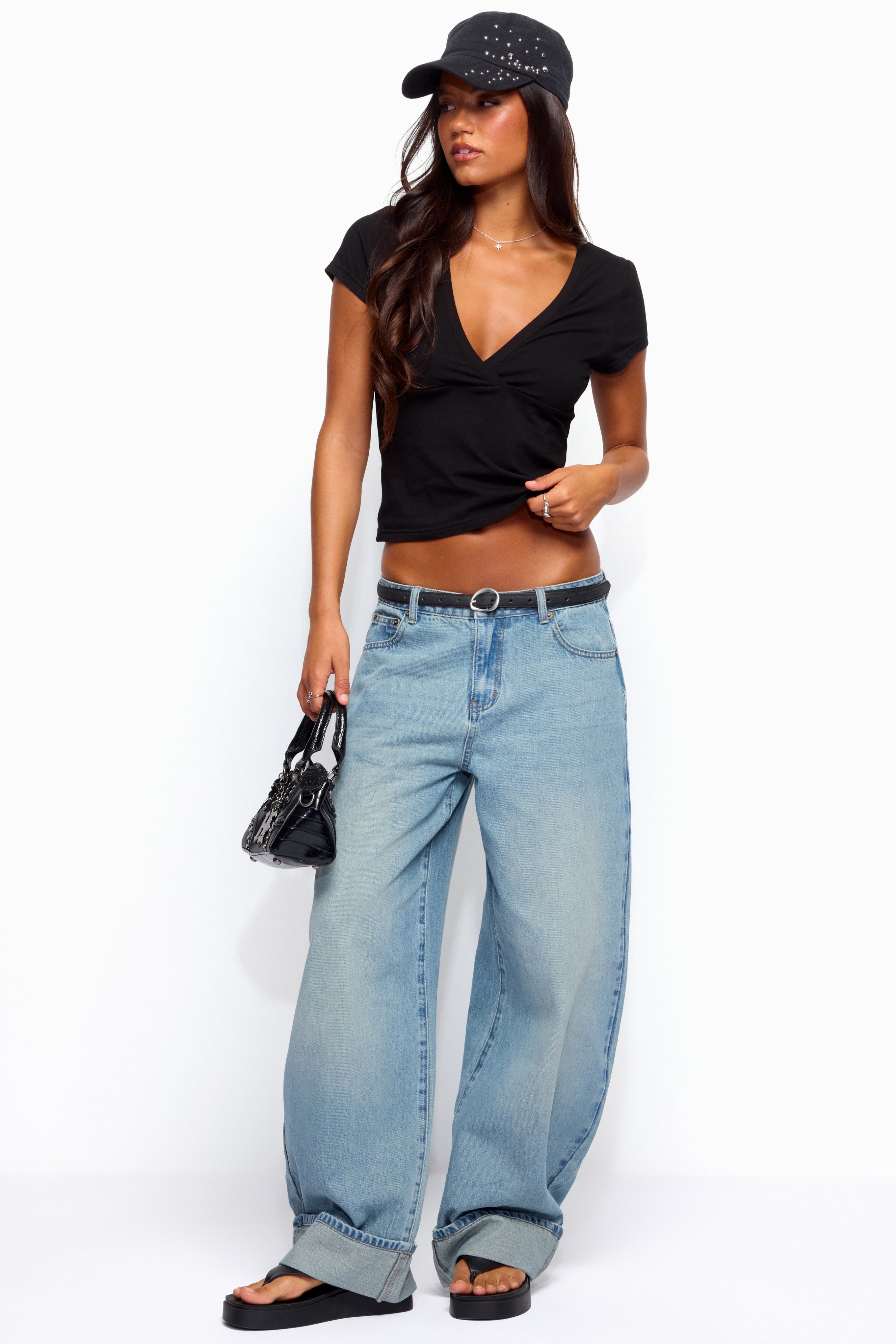 Kella Low Rise Baggy Jeans - TINTED-DENIM