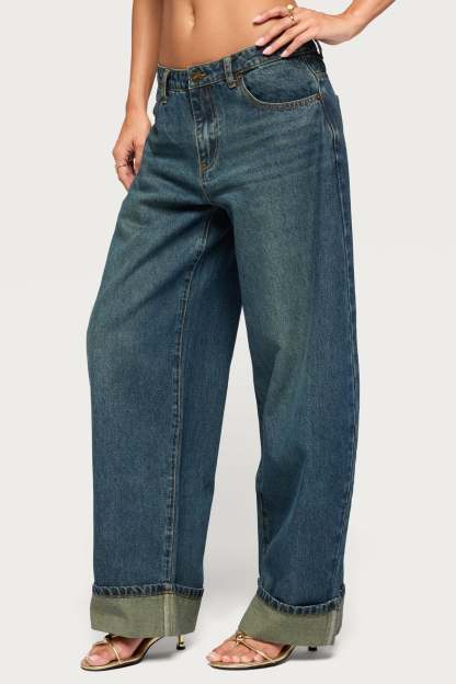 Kella Low Rise Baggy Jeans - TWILIGHT-BLUE