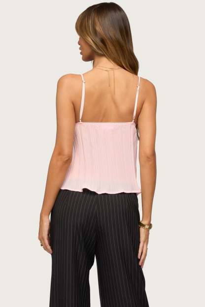 Rhian Lacey Pleated Babydoll Top - LIGHT-PINK