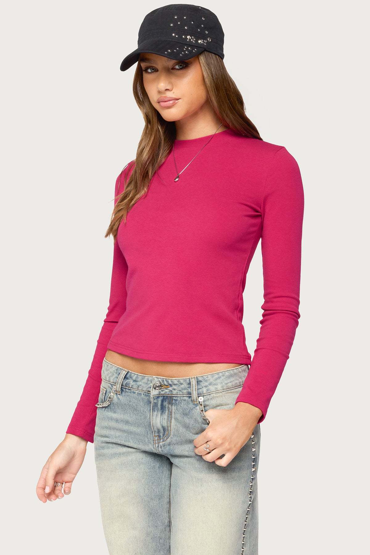 Kiyan Long Sleeve T Shirt - MAGENTA