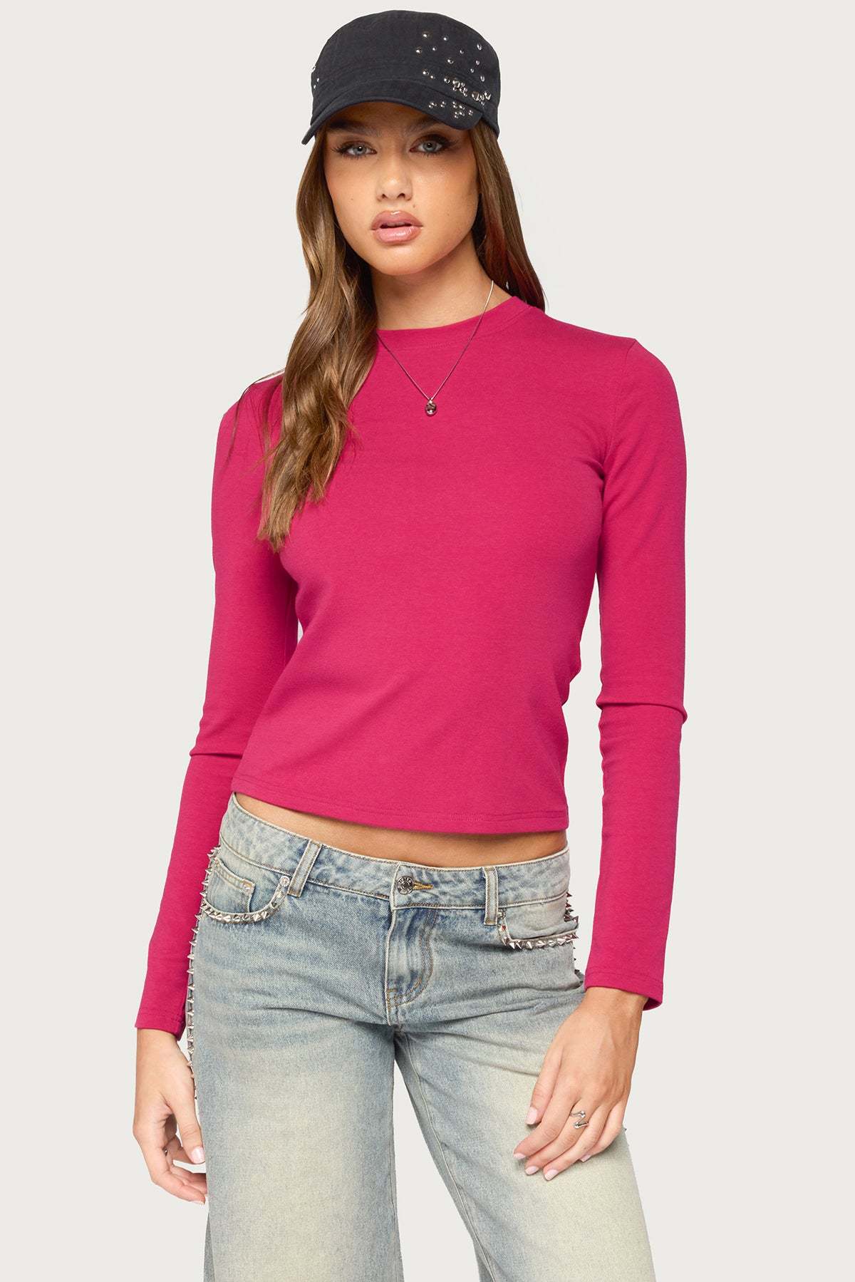 Kiyan Long Sleeve T Shirt - MAGENTA