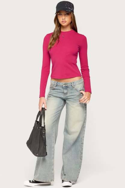 Kiyan Long Sleeve T Shirt - MAGENTA