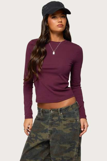 Kiyan Long Sleeve T Shirt - PLUM