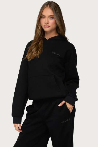 Basic Girl Oversized Edikted Hoodie - BLACK