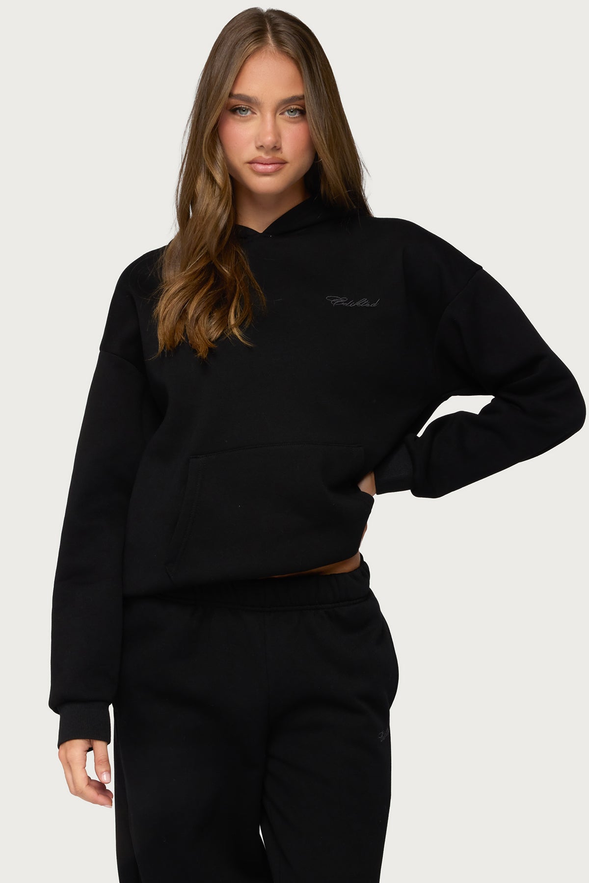 Basic Girl Oversized Edikted Hoodie - BLACK
