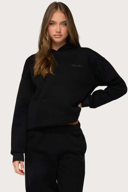 Basic Girl Oversized Edikted Hoodie - BLACK