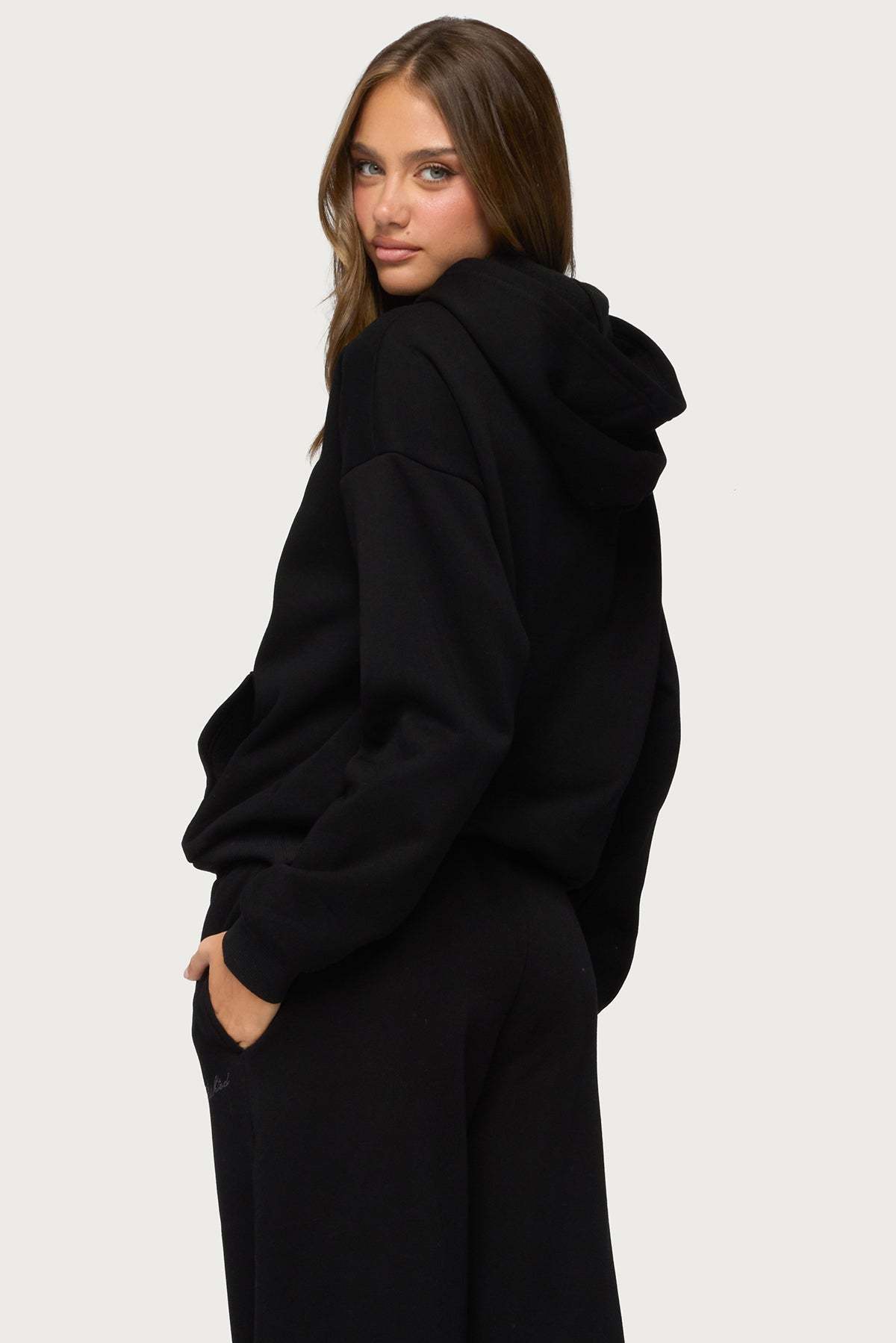 Basic Girl Oversized Edikted Hoodie - BLACK