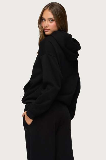 Basic Girl Oversized Edikted Hoodie - BLACK