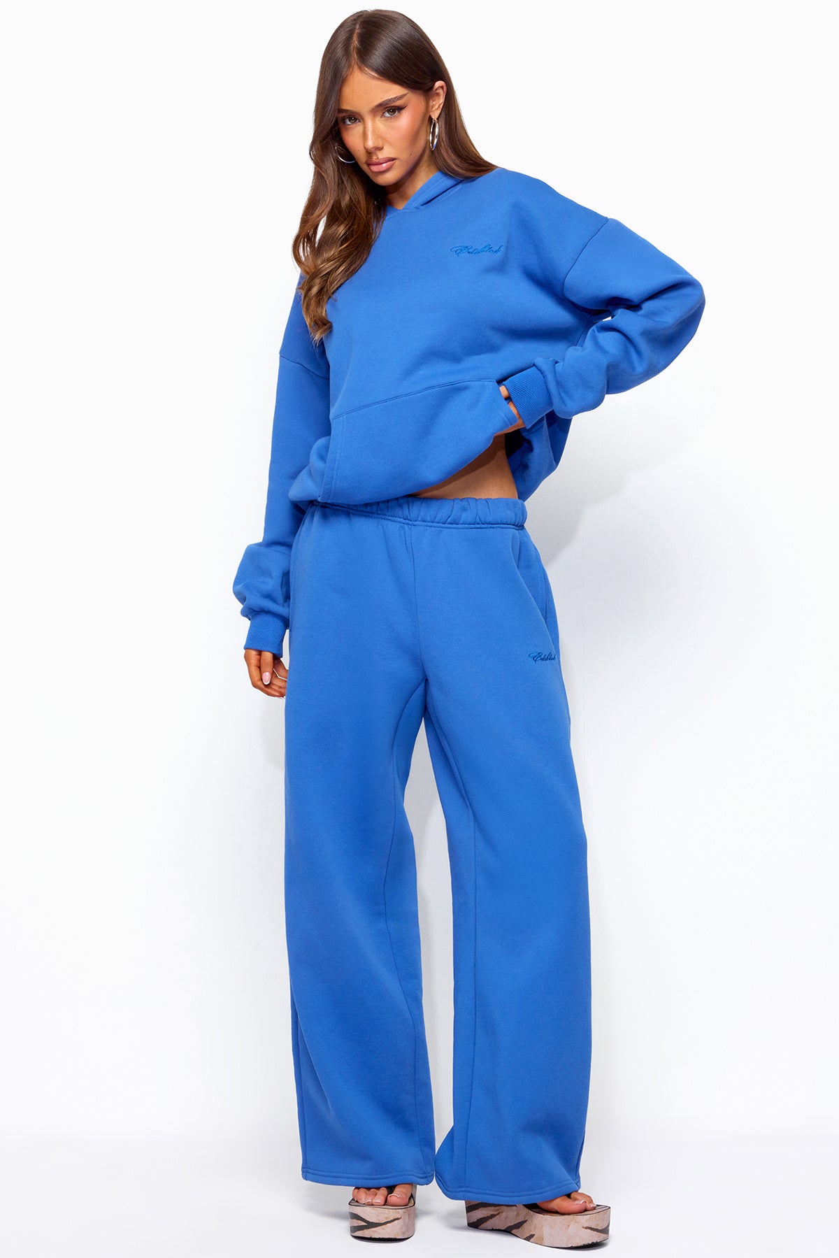 Basic Girl Wide Leg Edikted Sweatpants - BLUE