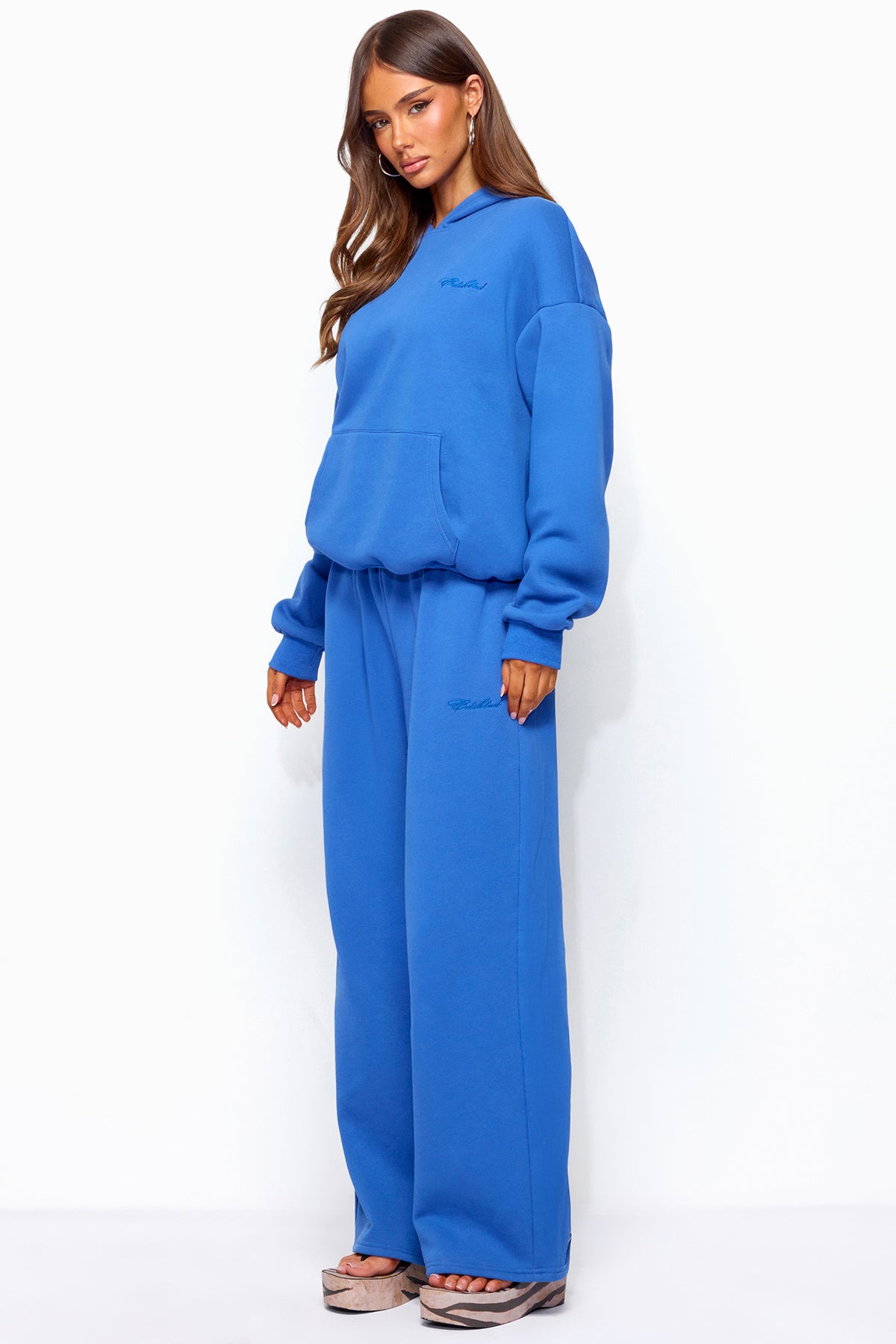 Basic Girl Wide Leg Edikted Sweatpants - BLUE