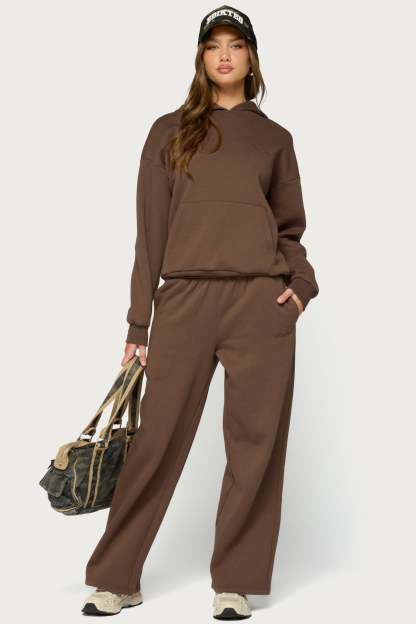 Basic Girl Wide Leg Edikted Sweatpants - BROWN