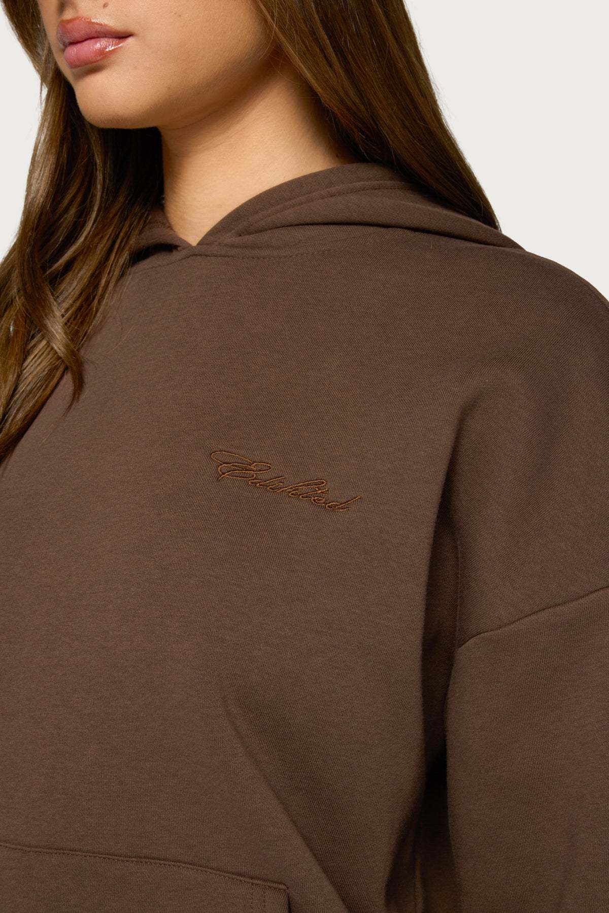 Basic Girl Oversized Edikted Hoodie - BROWN