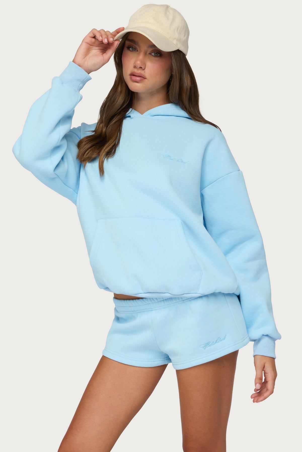 Basic Girl Oversized Edikted Hoodie - LIGHT-BLUE