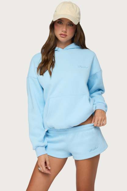 Basic Girl Oversized Edikted Hoodie - LIGHT-BLUE