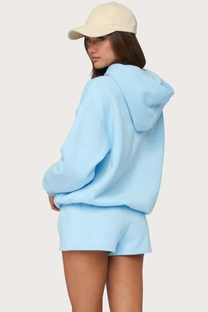 Basic Girl Oversized Edikted Hoodie - LIGHT-BLUE