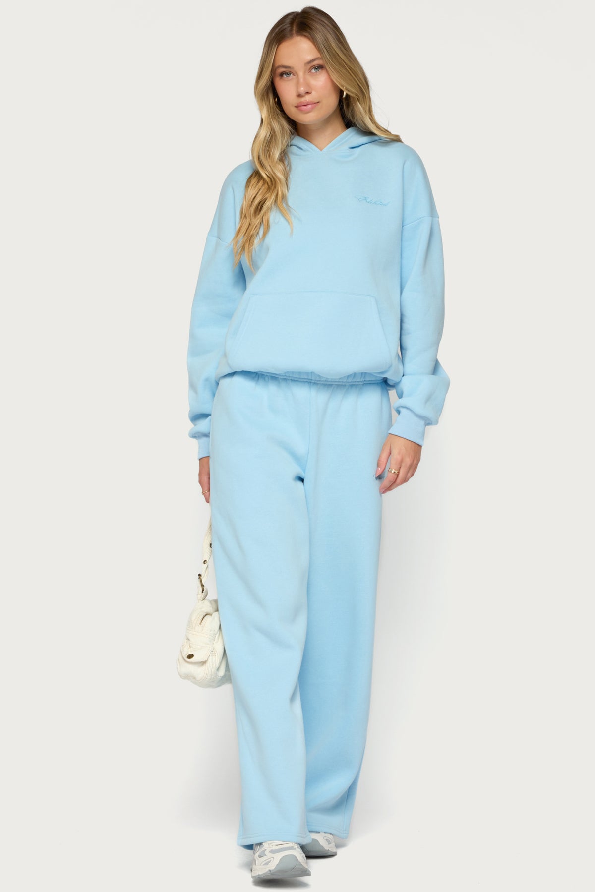 Basic Girl Wide Leg Edikted Sweatpants - LIGHT-BLUE