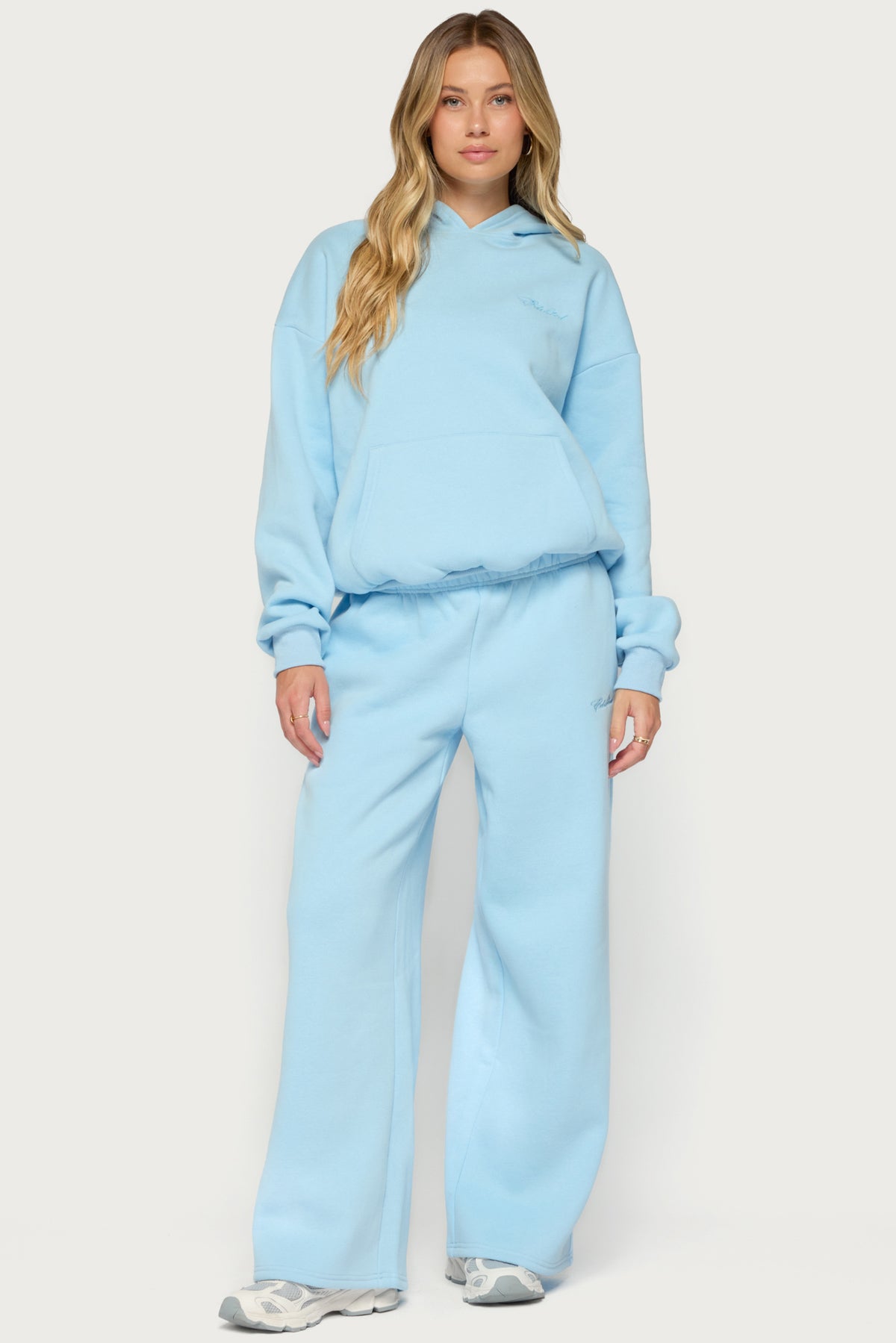 Basic Girl Wide Leg Edikted Sweatpants - LIGHT-BLUE