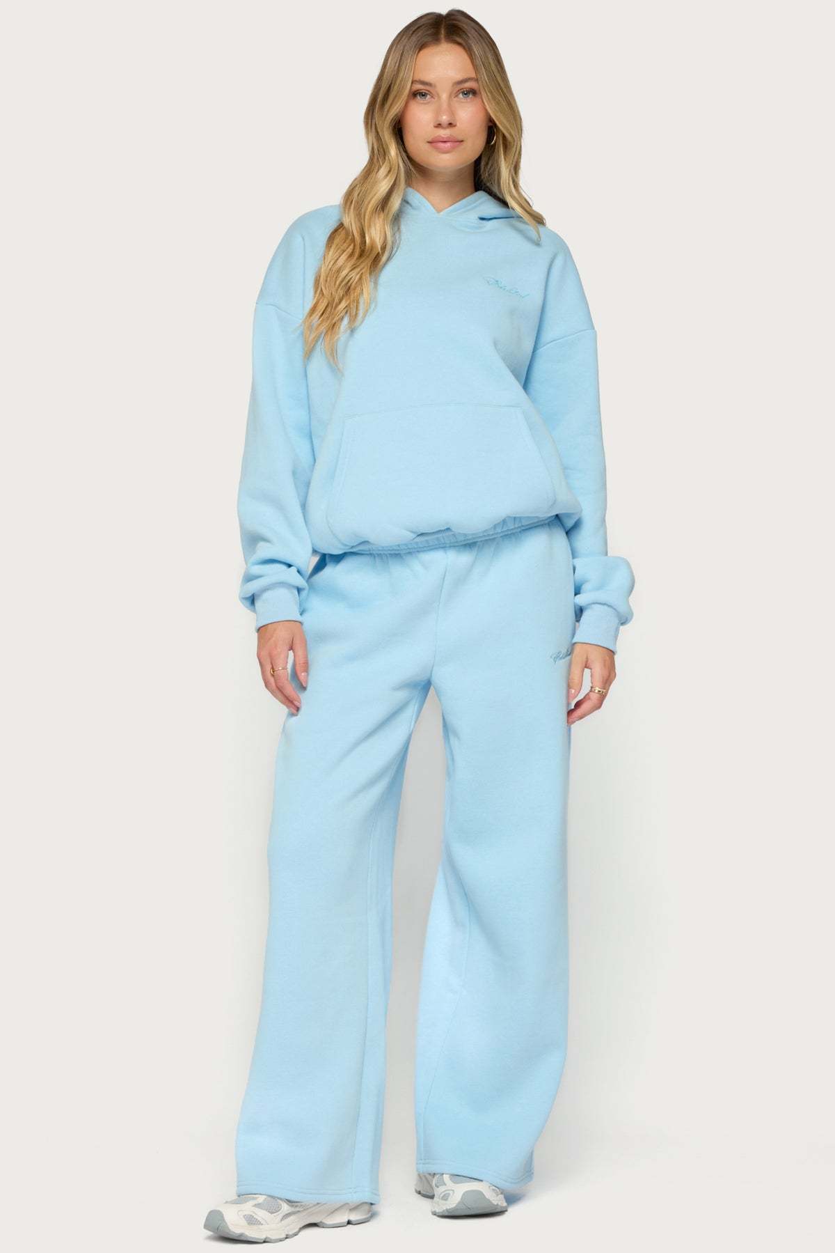 Basic Girl Wide Leg Edikted Sweatpants - LIGHT-BLUE