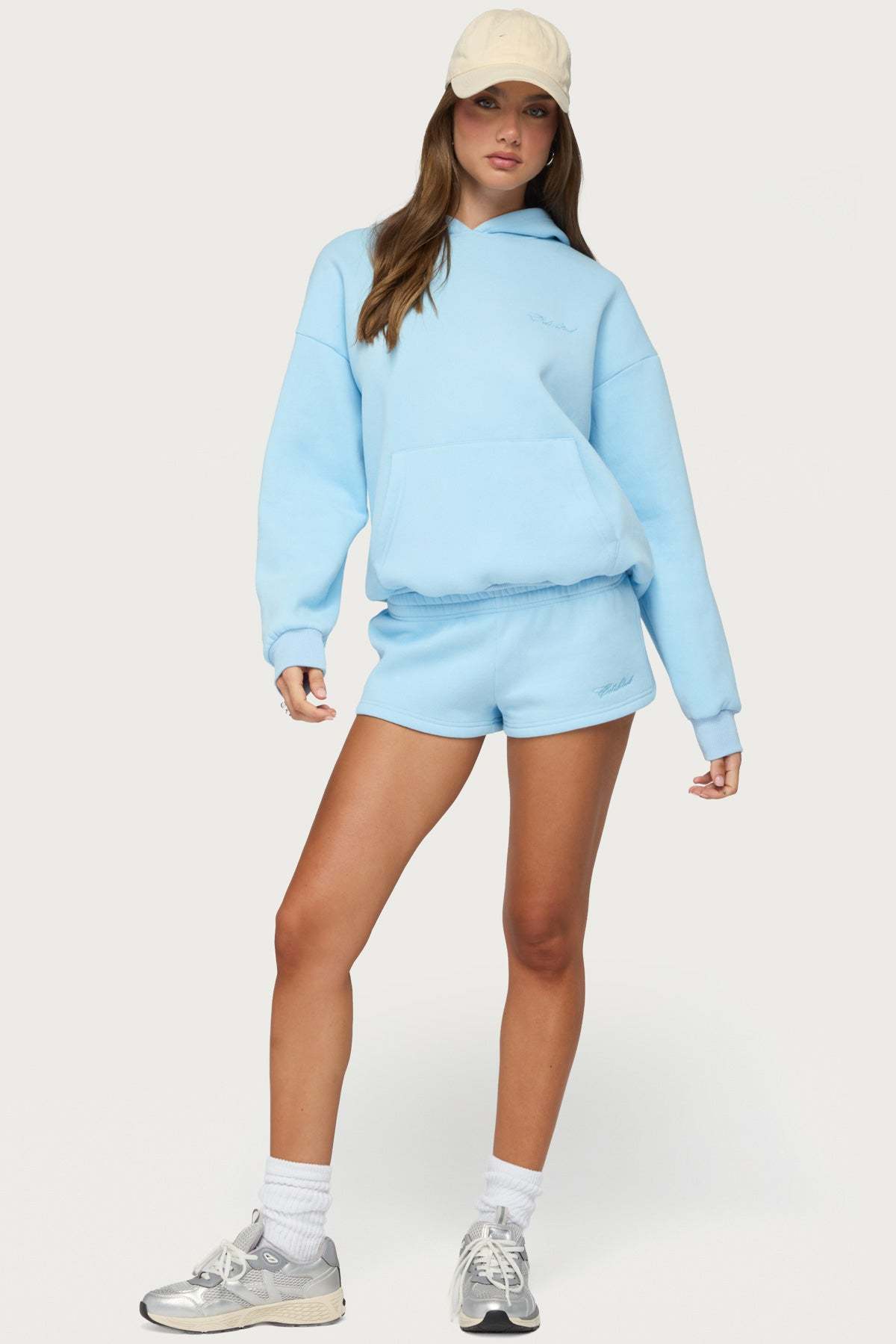 Basic Girl Oversized Edikted Hoodie - LIGHT-BLUE