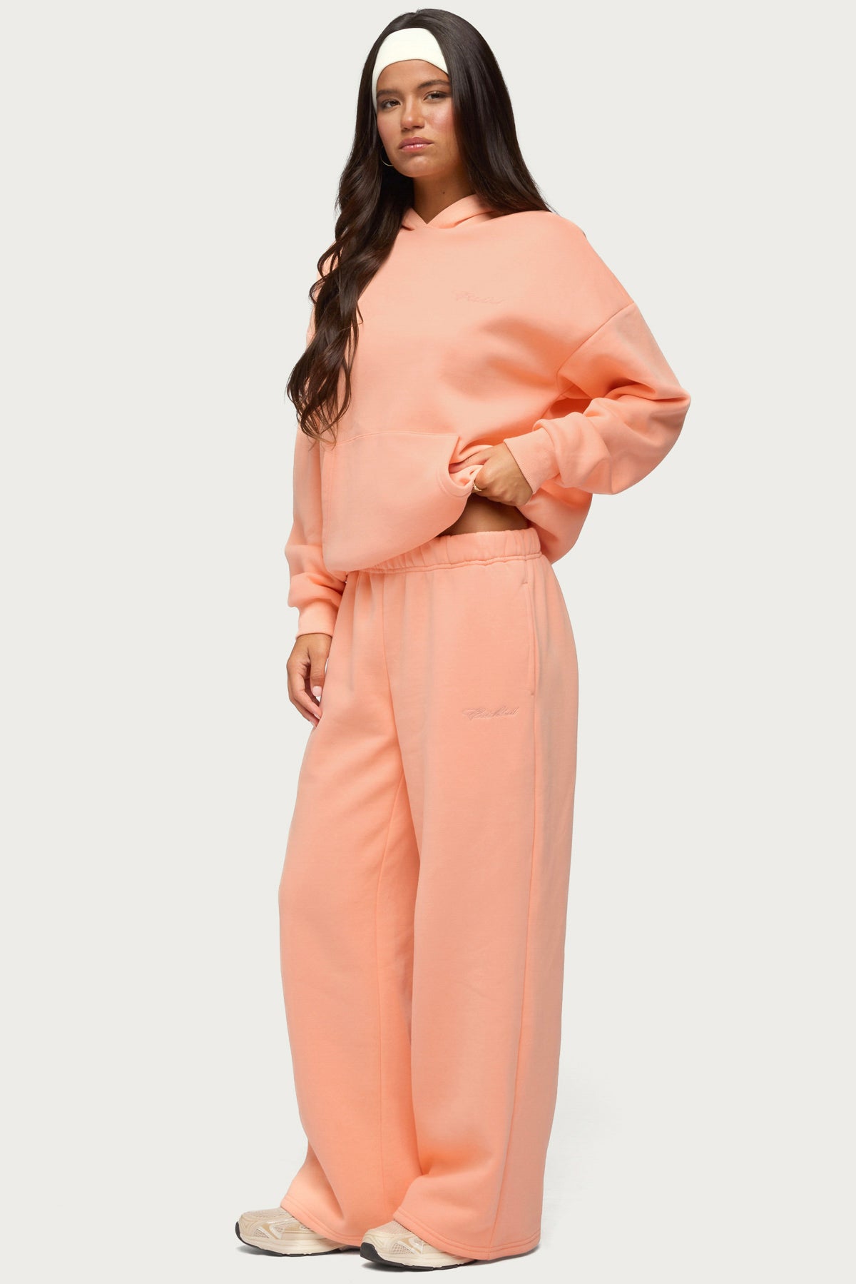 Basic Girl Wide Leg Edikted Sweatpants - ORANGE