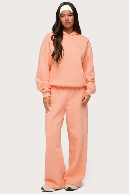 Basic Girl Wide Leg Edikted Sweatpants - ORANGE