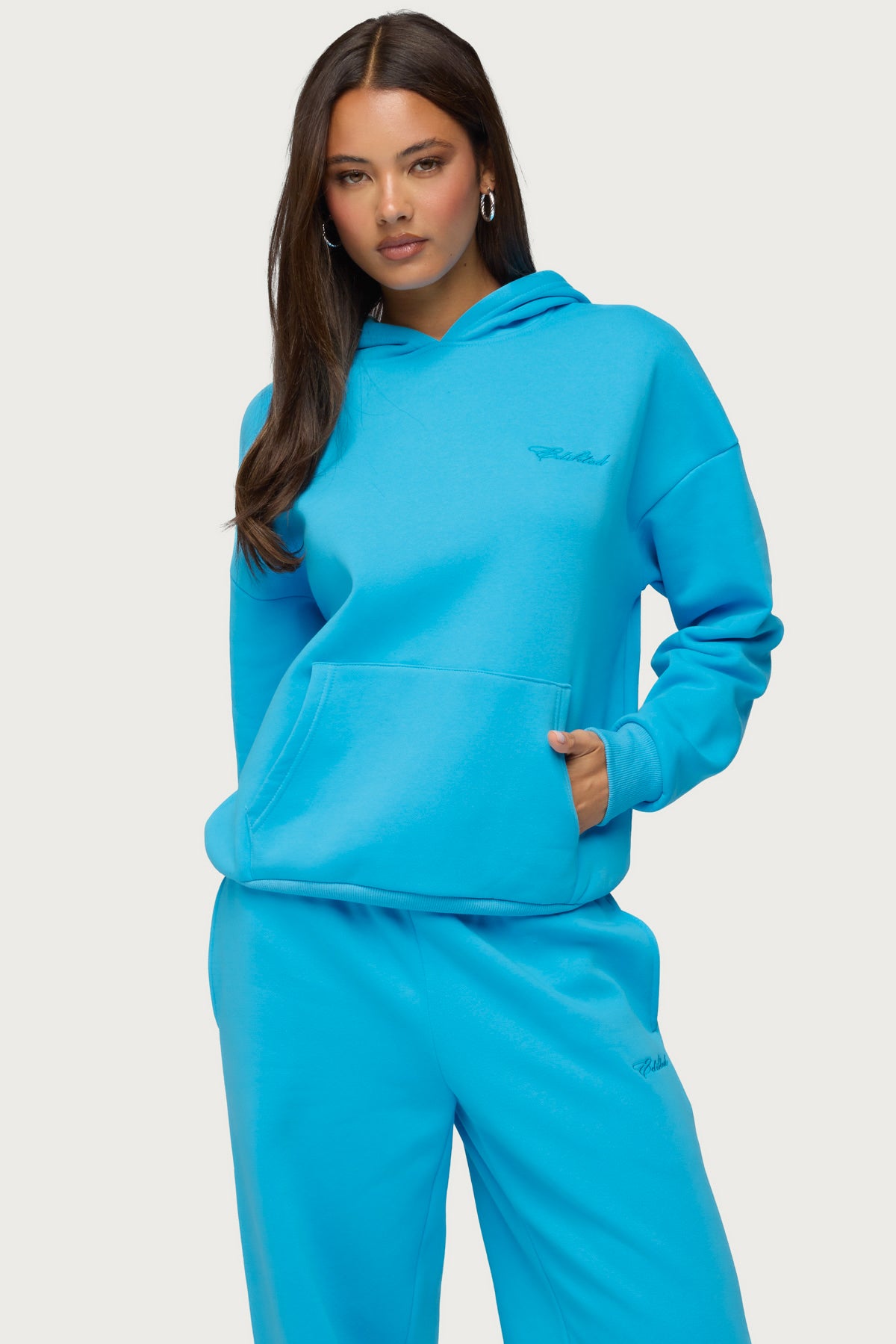 Basic Girl Oversized Edikted Hoodie - TURQUOISE