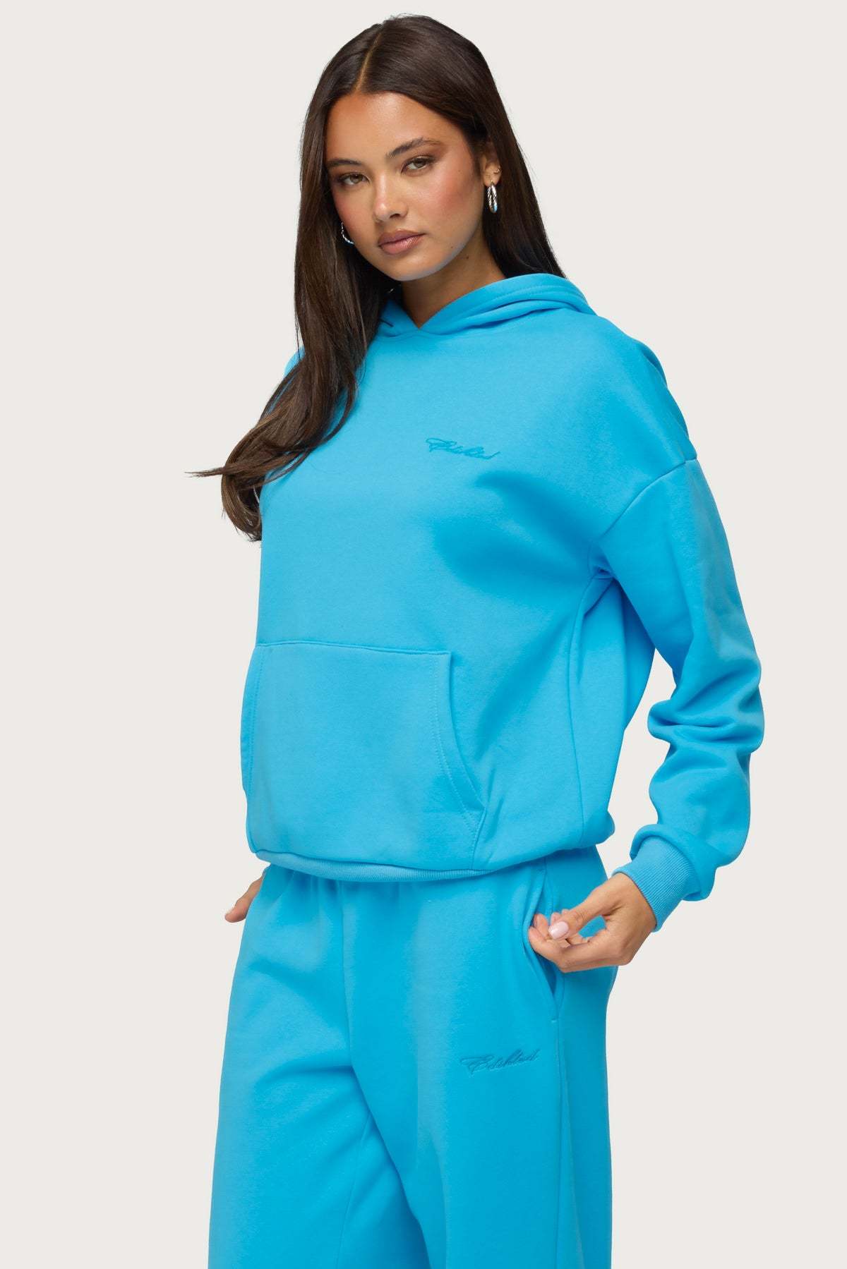 Basic Girl Oversized Edikted Hoodie - TURQUOISE