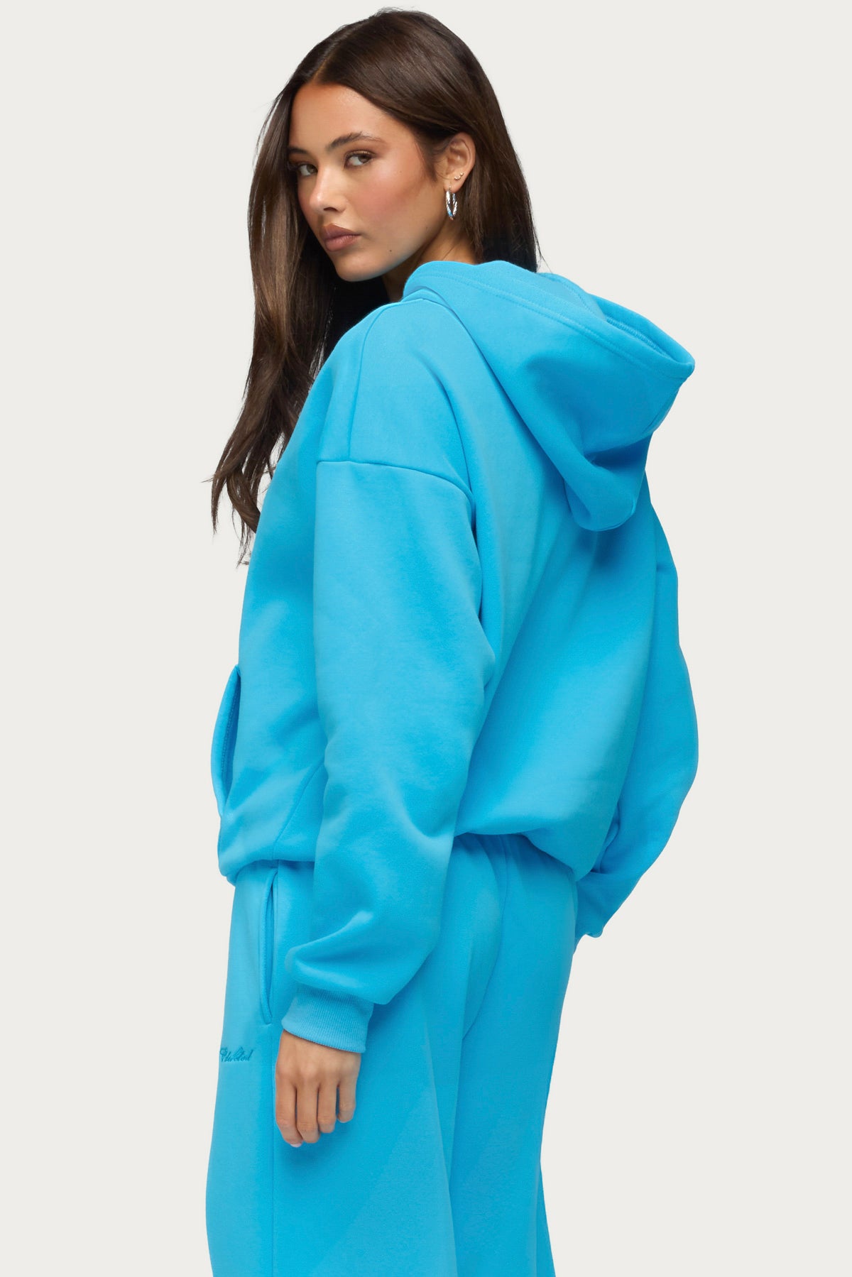 Basic Girl Oversized Edikted Hoodie - TURQUOISE