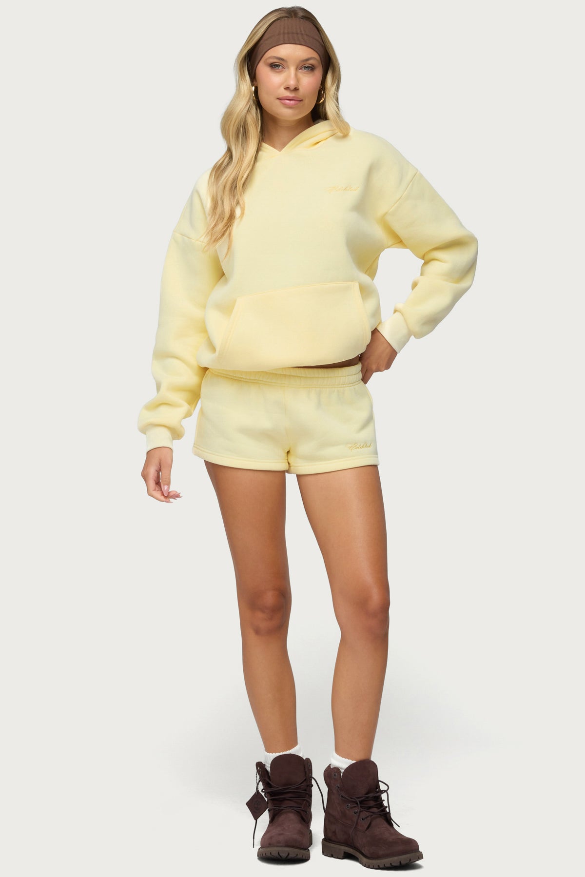 Basic Girl Low Rise Sweat Shorts - YELLOW